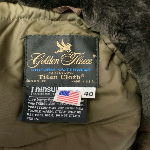 Golden Fleece Aviator Police Bomber Jacket Brown Size 40 Fur Collar Thinsulation - Picture 4 of 6